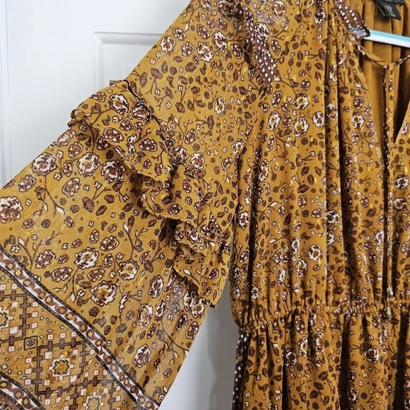 House Of Harlow 1960 Long Sleeve Tiered Ruffle Mini Dress Size M - Picture 10 of 16